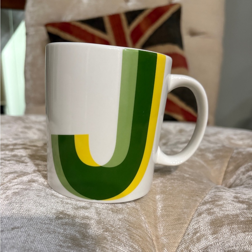 INDIGO Green and Yellow Initial J Mug